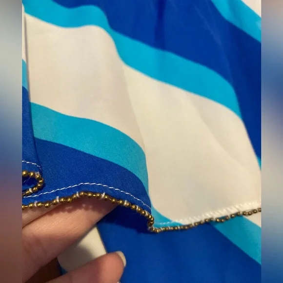 Lilly Pulitzer 🌸Caldwell Sail Stripe High Low Strapless Dress w/Gold Trim Small - Picture 6 of 12